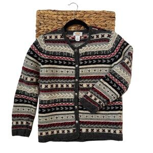 Talbots Hand Knit Wool Sweater Cardigan